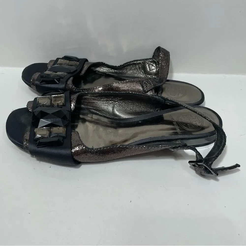 Tory Burch Metallic Jeweled Sandals